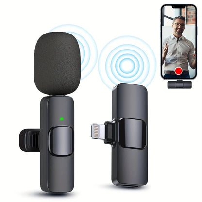 Wireless Lavalier Lapel Microphone For IPhone IPad Professional Wireless Clip Mic - Cordless Omnidirectional Condenser Recording Mic For Interview Video Podcast Vlog YouTube - KilimanjaroStore.KilimanjaroStore.