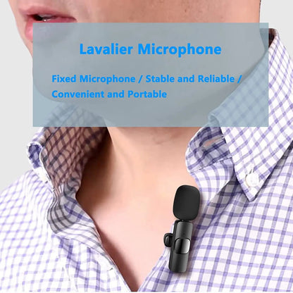 Wireless Lavalier Lapel Microphone For IPhone IPad Professional Wireless Clip Mic - Cordless Omnidirectional Condenser Recording Mic For Interview Video Podcast Vlog YouTube - KilimanjaroStore.KilimanjaroStore.
